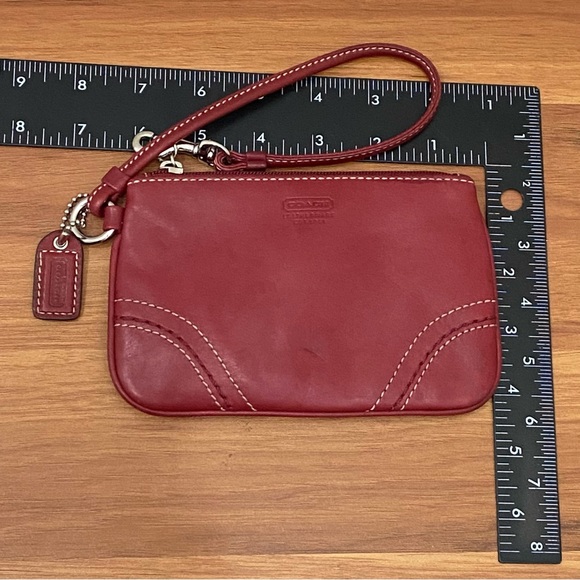 Coach Red Wine Leather Wristlet Small - Picture 10 of 10